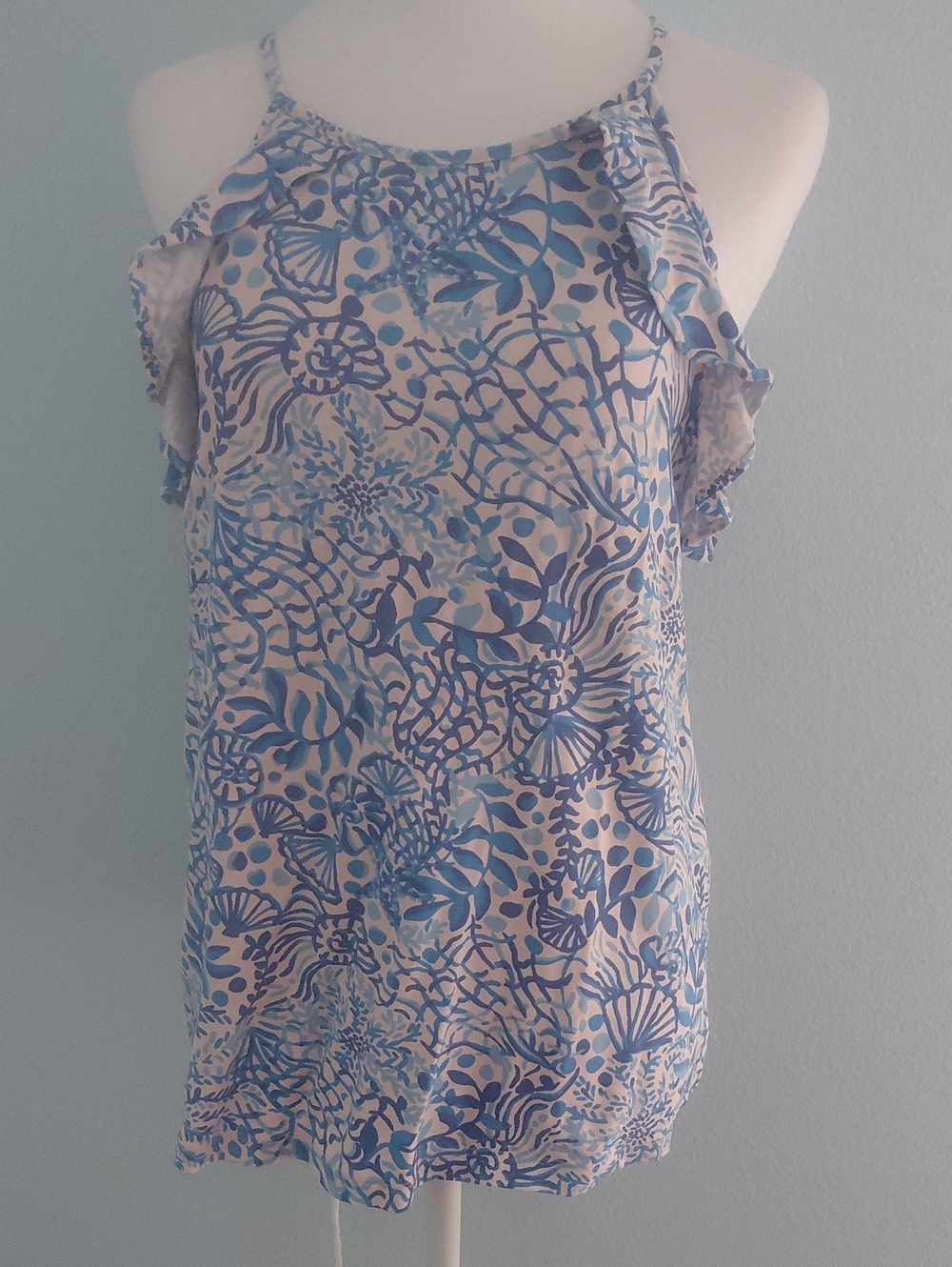 Lilly Pulitzer Blue and White Halter  Top